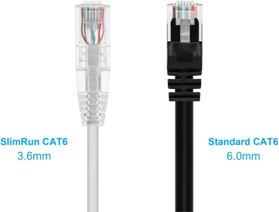 Monoprice Cat6 Ethernet Patch Cable - Snagless, Stranded, 550MHz, UTP, CMR Rated, 28AWG, 30 Feet, White - SlimRun Series