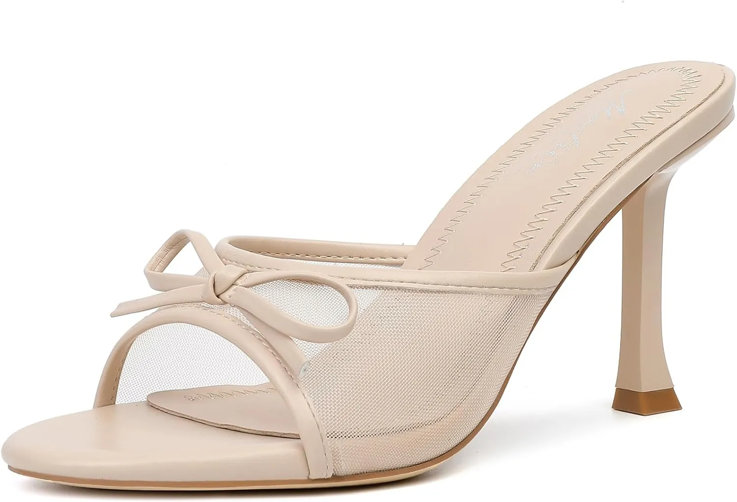 Mostrin Kitten Heels for Women Round Toe Heels With Bow Vintage Mules Sexy Slip on Stiletto Backless Sandals for Party Daily