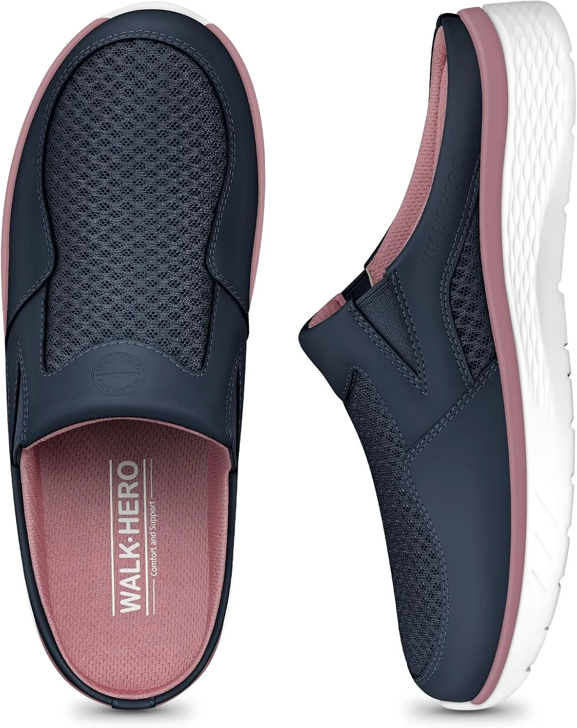 Mules for Woman Sneakers with Arch Support, Slip On Womens Walking Shoes for Plantar Fasciitis, Open Back Orthopedic Clogs for Women
