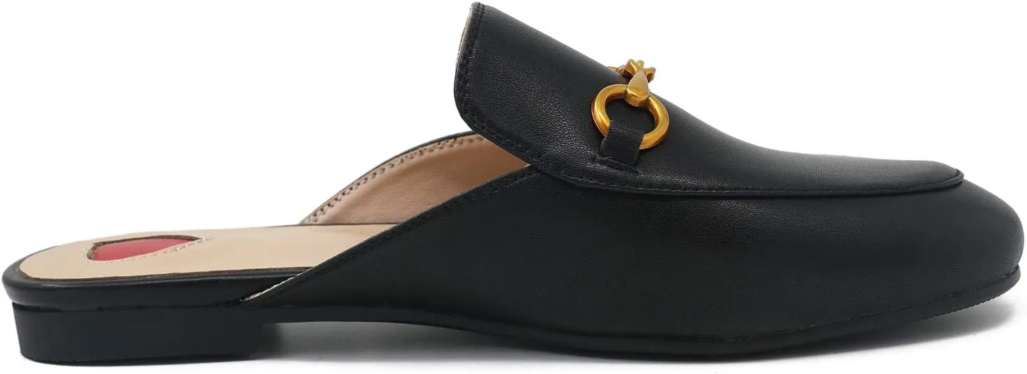 Mules for Women, Round Toe Backless Slip On Mule Flats Loafers Backless Faux Fur Slides Mules Shoes