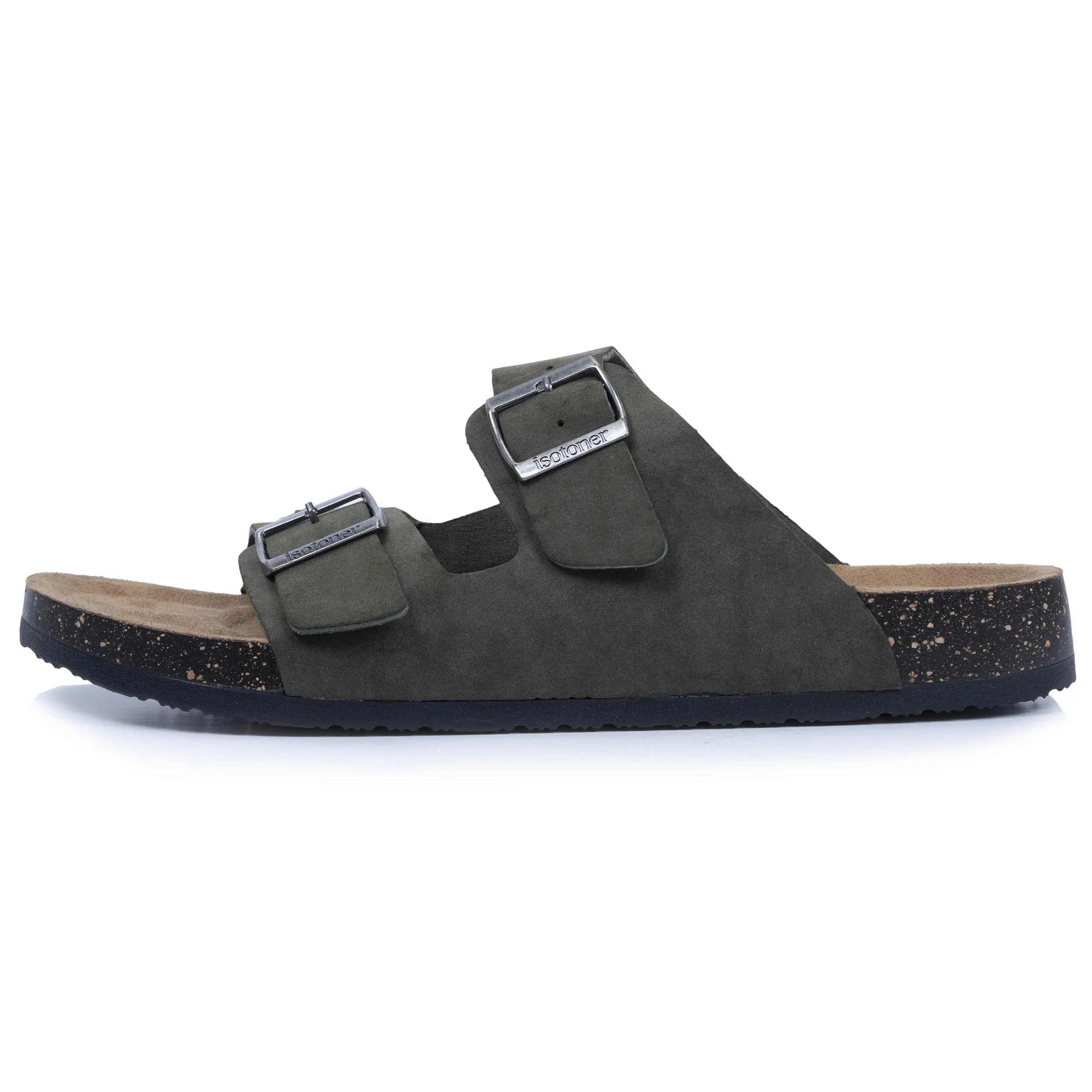 Mules sandales Homme double bride Kaki