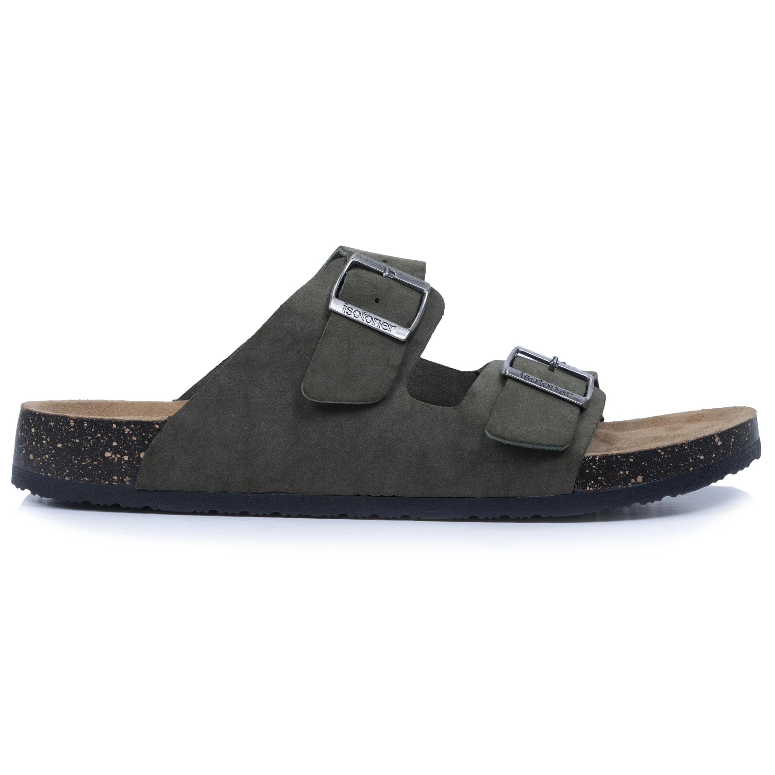 Mules sandales Homme double bride Kaki