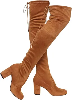Nature Breeze Women's Thigh High Boots Stretchy Over The Knee Chunky Block Heel Boots-Bonita-20