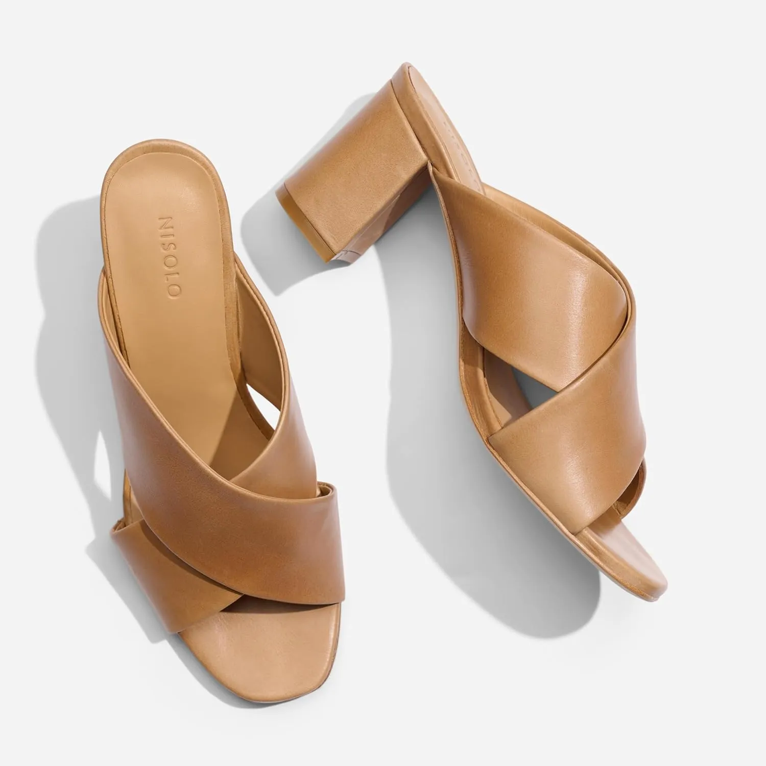 Nisolo Women's Carina Cross Strap Mule Heeled Sandal