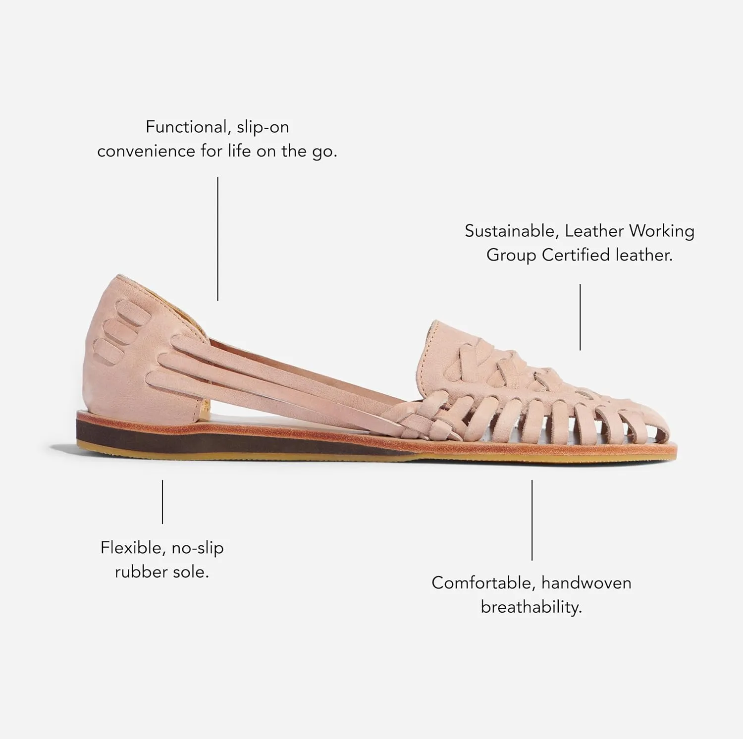 Nisolo Women's Huarache Sandals, Slip-On Comfort, Designed for Casual Everyday Wear, Handwoven & Waterproof Leather, No-Slip Sole