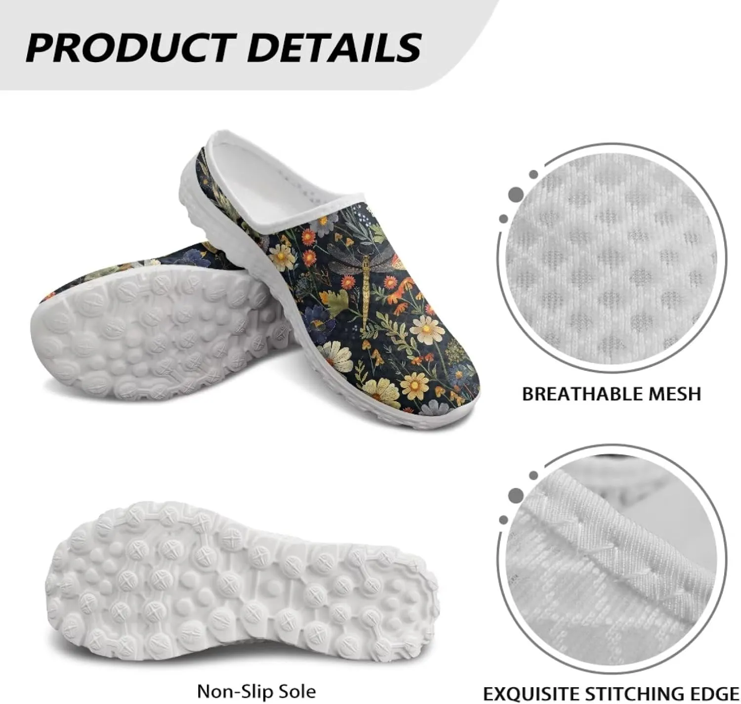 Novelty Mushrooms Women's Slip On Mule Sneakers Anti-Slip Walking Shoes with Elastic Thick Sole for Outdoor Indoor