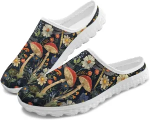 Novelty Mushrooms Women's Slip On Mule Sneakers Anti-Slip Walking Shoes with Elastic Thick Sole for Outdoor Indoor