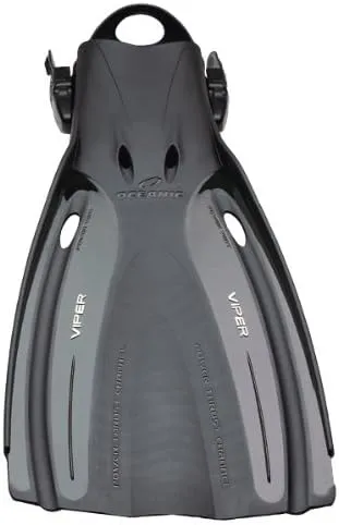 Oceanic New Viper Open Heel Scuba Diving Fins - Black (Size 11-12/X-Large)/FBM