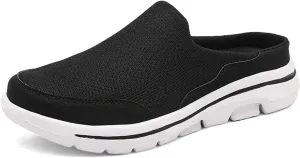 ORNVEION Men'S Mesh Knit Slip-On Platform Mules with Arch Support,Fashion Backless Soft Lightweight Half Sports Shoes Breathable Non-Slip Walking Slippers