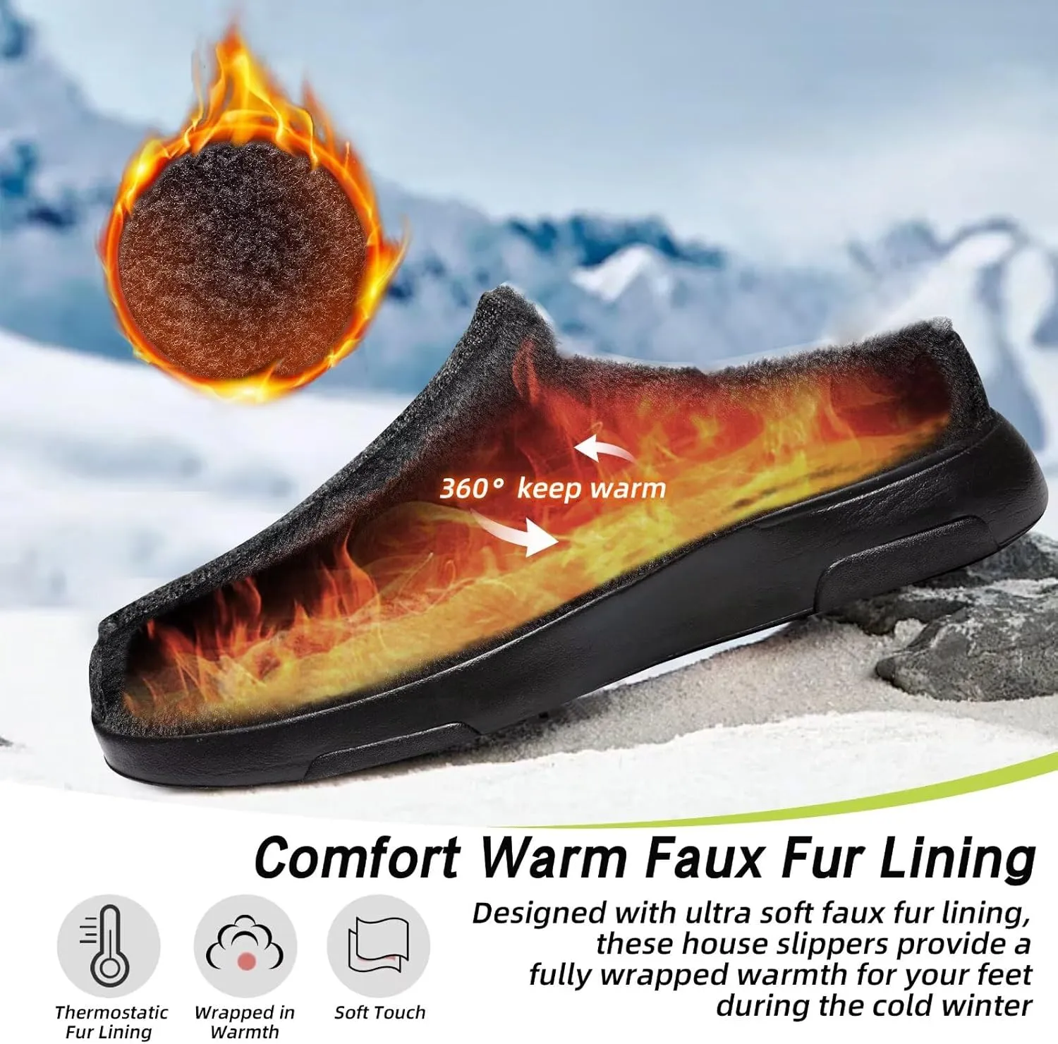 OrthoComfoot Men's Orthopedic Slippers Walking Shoes with Arch Support: Slip On Loafers for Plantar Fasciitis, Casual Flat Feet Hook and Loop Mule Clogs for Foot and Heel Pain Relief