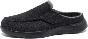 OrthoComfoot Men's Orthopedic Slippers Walking Shoes with Arch Support: Slip On Loafers for Plantar Fasciitis, Casual Flat Feet Hook and Loop Mule Clogs for Foot and Heel Pain Relief