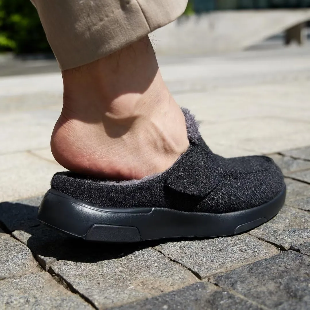 OrthoComfoot Men's Orthopedic Slippers Walking Shoes with Arch Support: Slip On Loafers for Plantar Fasciitis, Casual Flat Feet Hook and Loop Mule Clogs for Foot and Heel Pain Relief