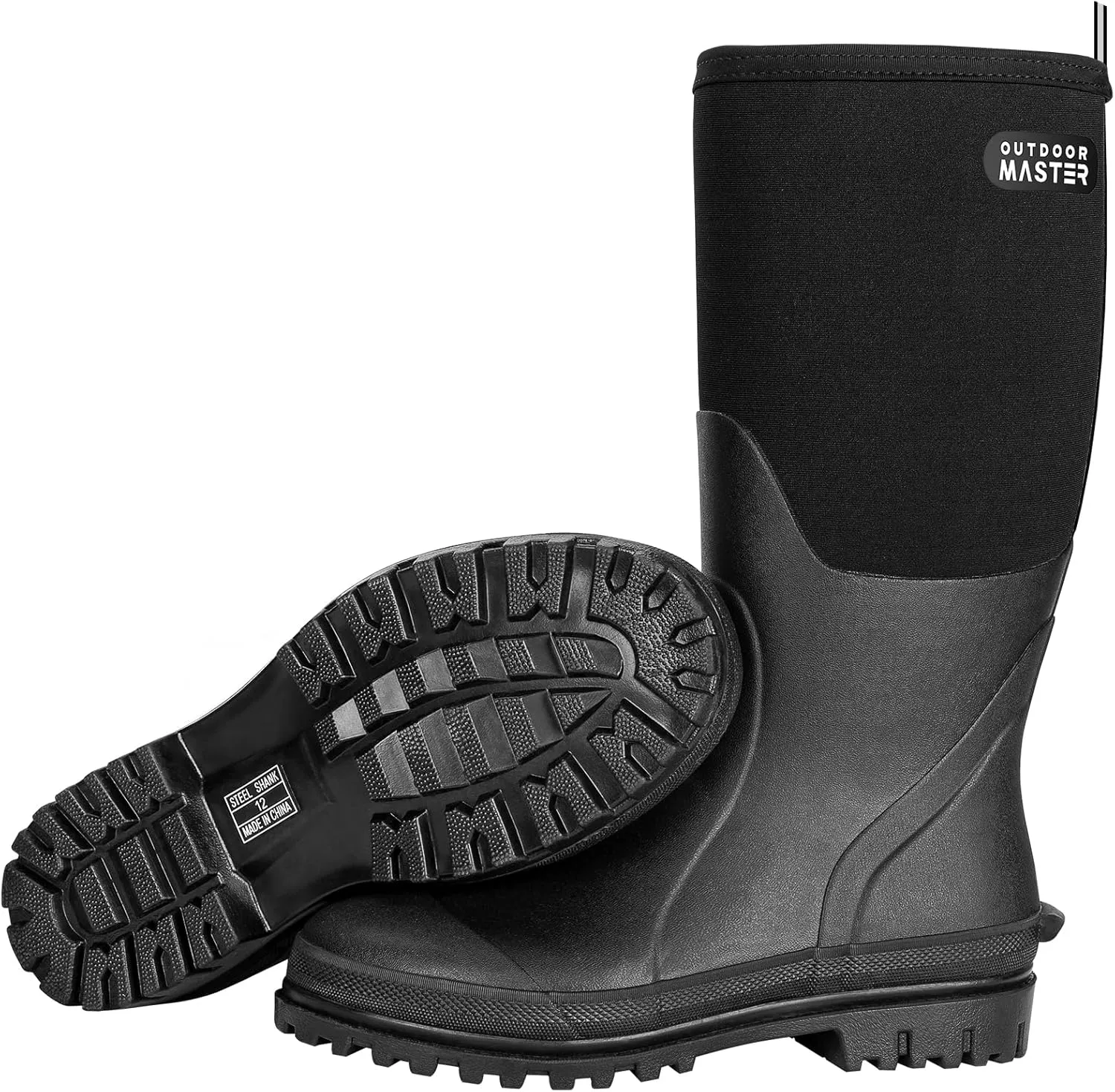 OutdoorMaster Hunting Boots for Men, Waterproof Rubber Neoprene Boots, Anti-slipped Insulated Outdoor Boots
