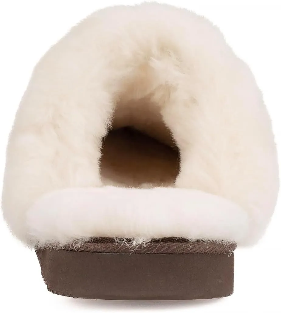Parfeying Women's Sheepskin House Slippers Indoor Outdoor Shearling Shoes for Women