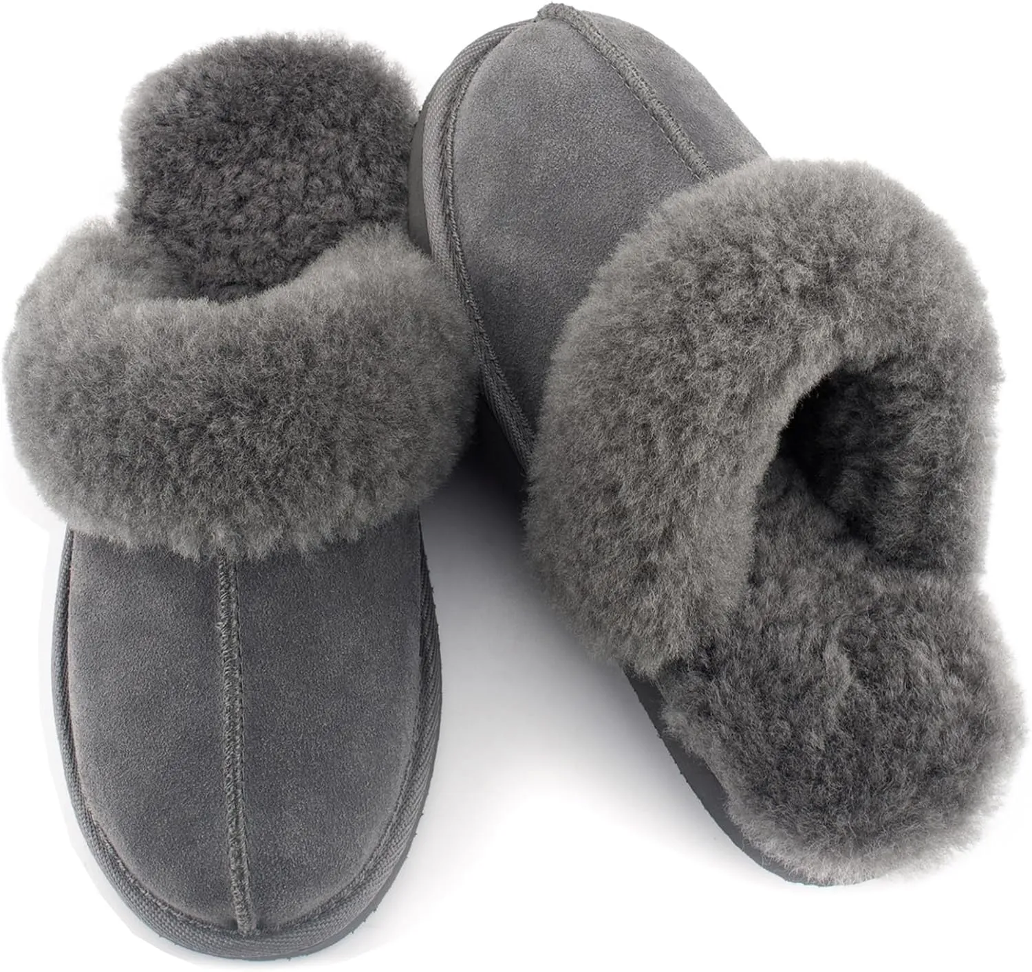 Parfeying Women's Sheepskin House Slippers Indoor Outdoor Shearling Shoes for Women