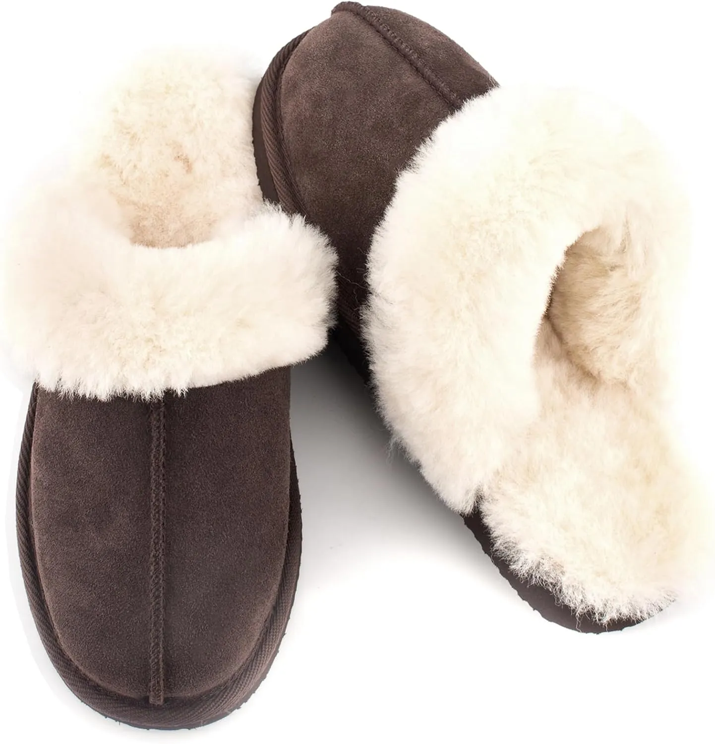Parfeying Women's Sheepskin House Slippers Indoor Outdoor Shearling Shoes for Women