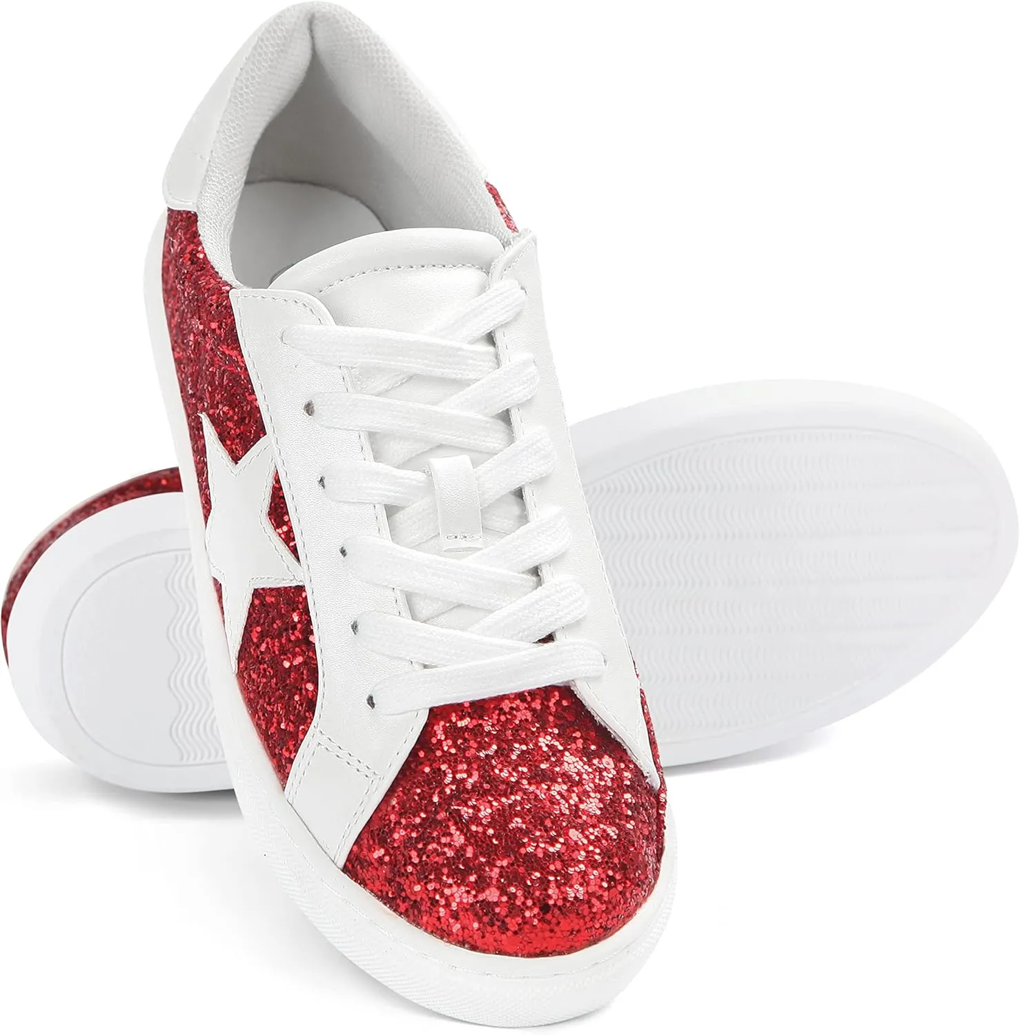 PARTY Women's Fashion Star Sneaker Lace Up Low Top Comfortable Cushioned Walking Shoes