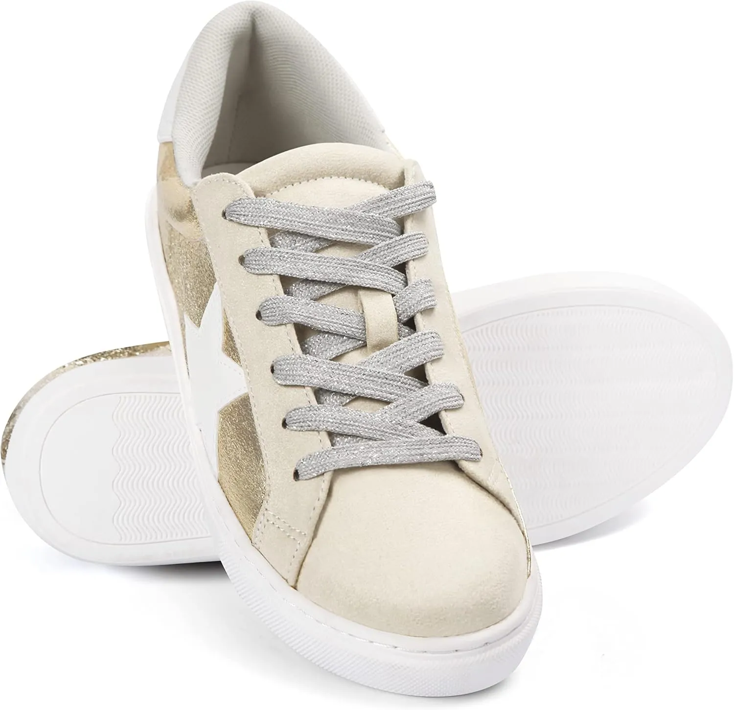 PARTY Women's Fashion Star Sneaker Lace Up Low Top Comfortable Cushioned Walking Shoes