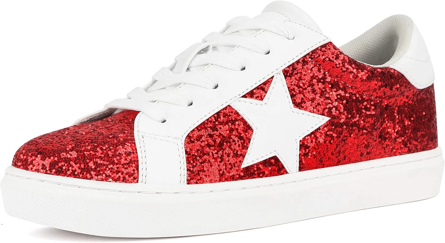 PARTY Women's Fashion Star Sneaker Lace Up Low Top Comfortable Cushioned Walking Shoes