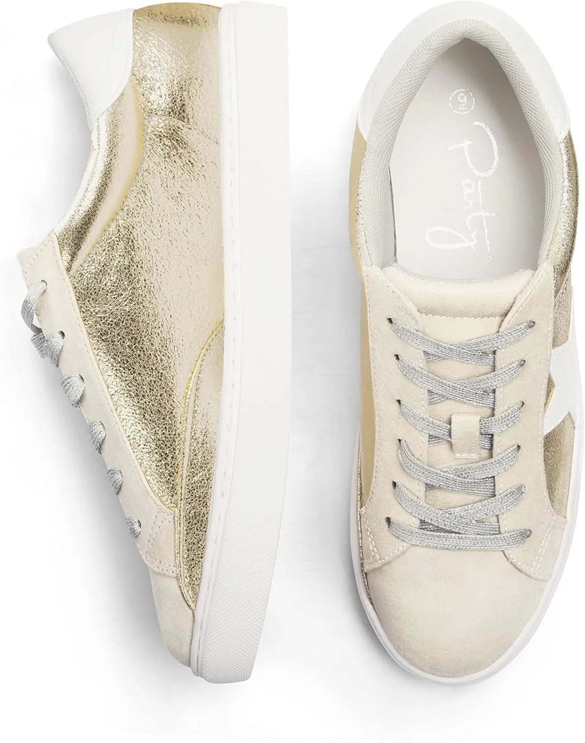 PARTY Women's Fashion Star Sneaker Lace Up Low Top Comfortable Cushioned Walking Shoes