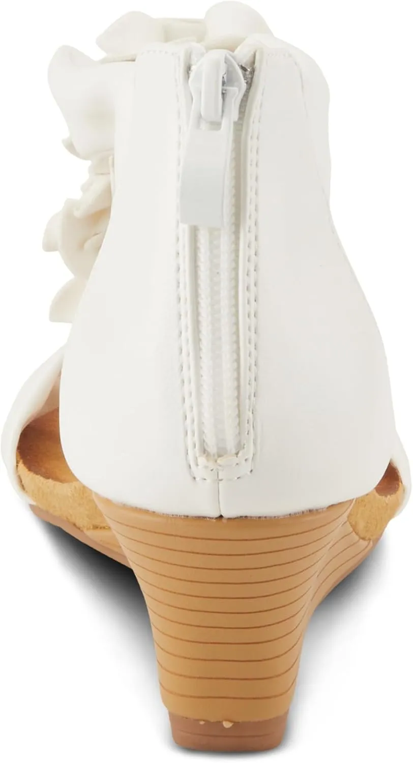 PATRIZIA Women's HARLEQUIN Ankle Strap T-Strap Wedge Sandals - Floral Design, Cushioned Insole, Back Zipper