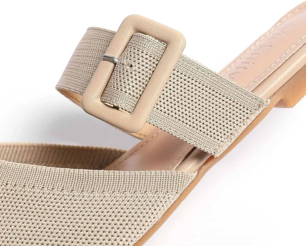 Pointed Toe Mules for Women Flats，Slip On Mules Backless，Wide Width Mules，Mule Slides Flats Sandals