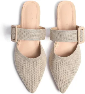 Pointed Toe Mules for Women Flats，Slip On Mules Backless，Wide Width Mules，Mule Slides Flats Sandals