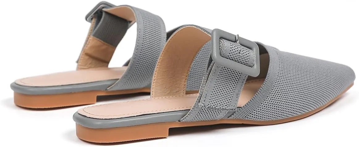 Pointed Toe Mules for Women Flats，Slip On Mules Backless，Wide Width Mules，Mule Slides Flats Sandals