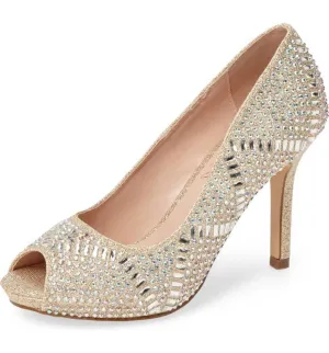 Price slash Paula-4 Prom Pump Lorraine Sparkle Lauren Toe Rhinestone Embroidered Vibrant Open Formal