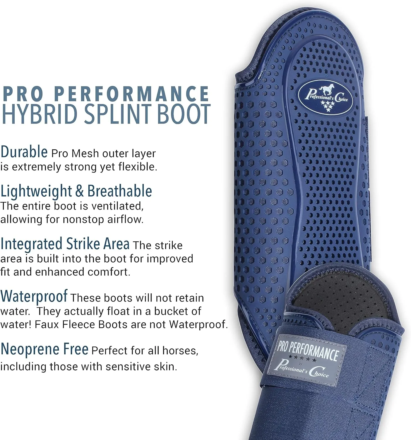Professional's Choice Pro Performance Hybrid Splint Boot | Durable Pro Mesh Outer Layer | Integrated Strike Area | Exercise or Turnout | Waterproof | Front or Hind Legs | Medium and Large