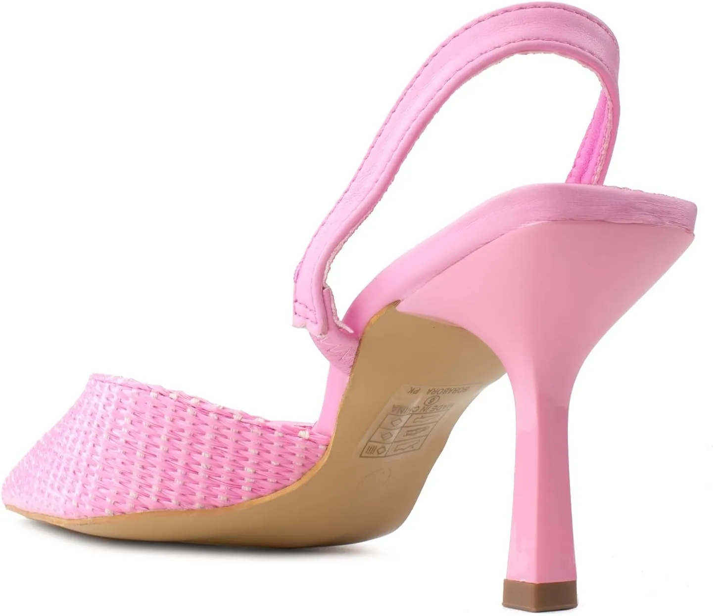 RF ROOM OF FASHION Women's Pointed Toe Slingback Mule Kitten Heel Pumps, Buckle Crystal Jeweled Design, Mary Jane Style