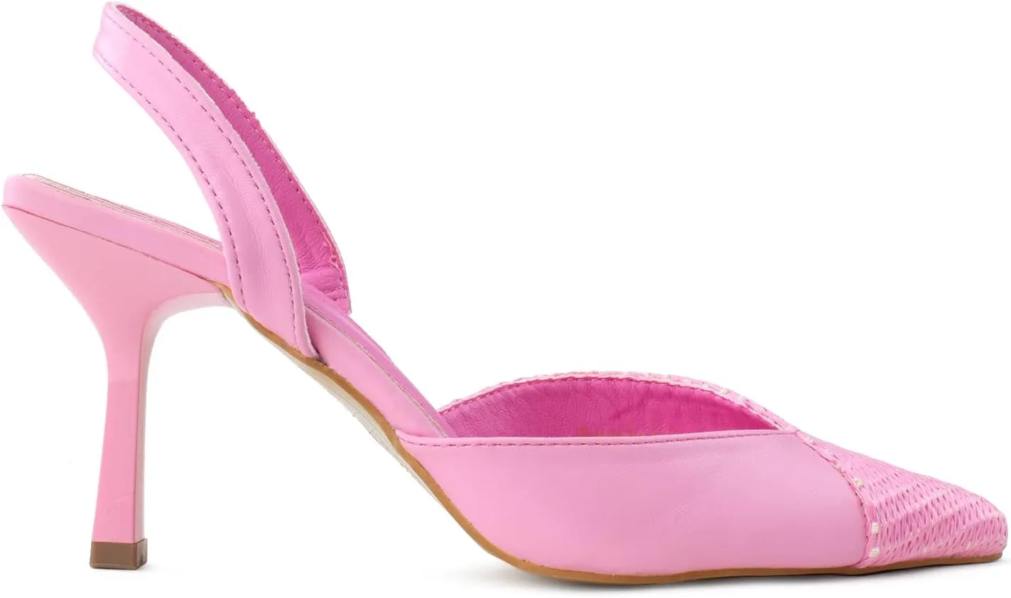 RF ROOM OF FASHION Women's Pointed Toe Slingback Mule Kitten Heel Pumps, Buckle Crystal Jeweled Design, Mary Jane Style