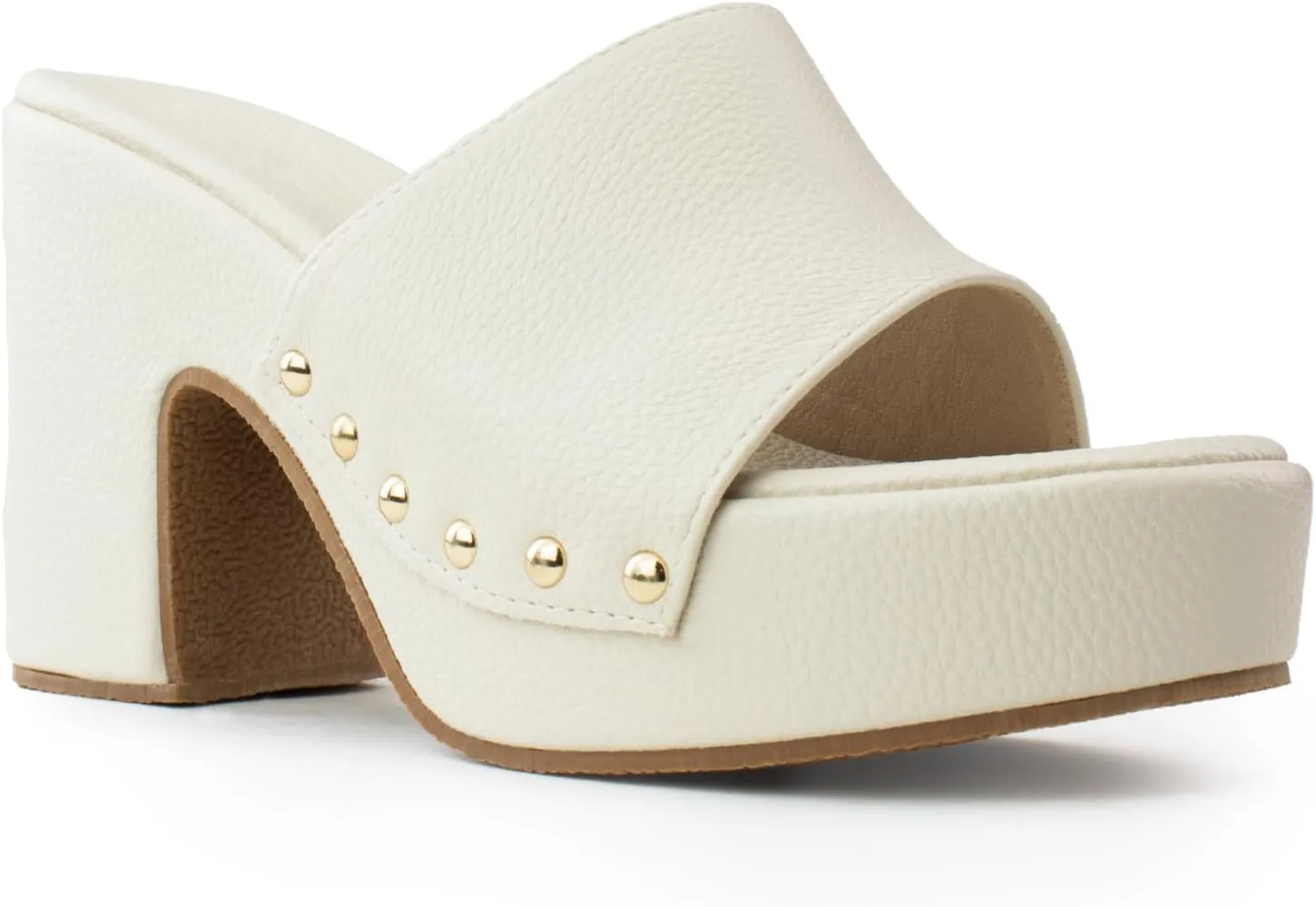 RF ROOM OF FASHION Women's Slip On Chunky Heel Peep Toe Mule Sandals