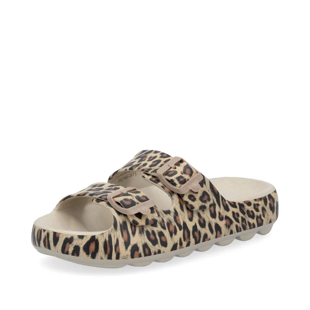 Rieker Evolution P2450 - Ladies Mule in Leopard Print