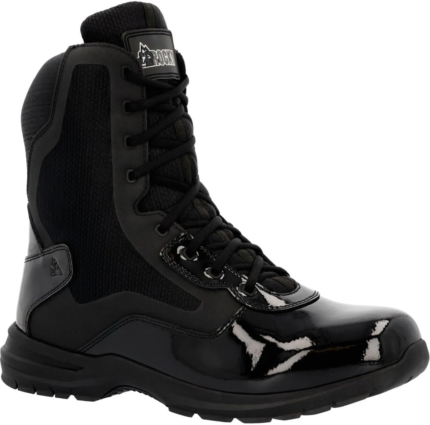 ROCKY Cadet 8" Black Side Zip Public Service Boot, Black, Size 13(M)