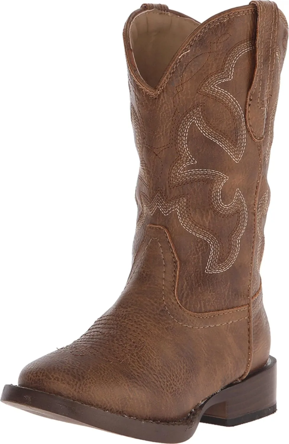 Roper Cole Kids Tan Faux Leather Western Square Toe Boots 3