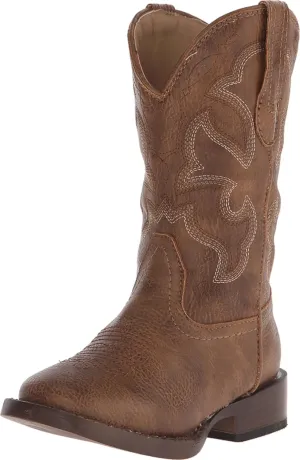 Roper Cole Kids Tan Faux Leather Western Square Toe Boots 3