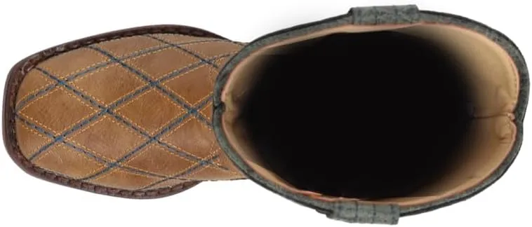 ROPER Kids Boys Cross Cut Checked Round Toe Casual Boots Mid Calf - Brown