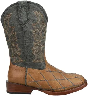 ROPER Kids Boys Cross Cut Checked Round Toe Casual Boots Mid Calf - Brown