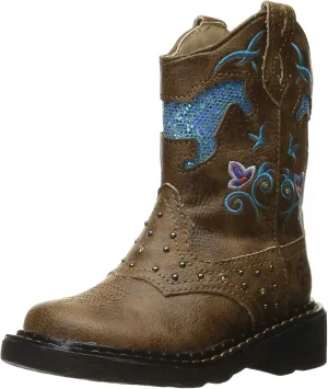 ROPER Kids Girls Glitter Horse Round Toe Casual Boots Mid Calf - Brown