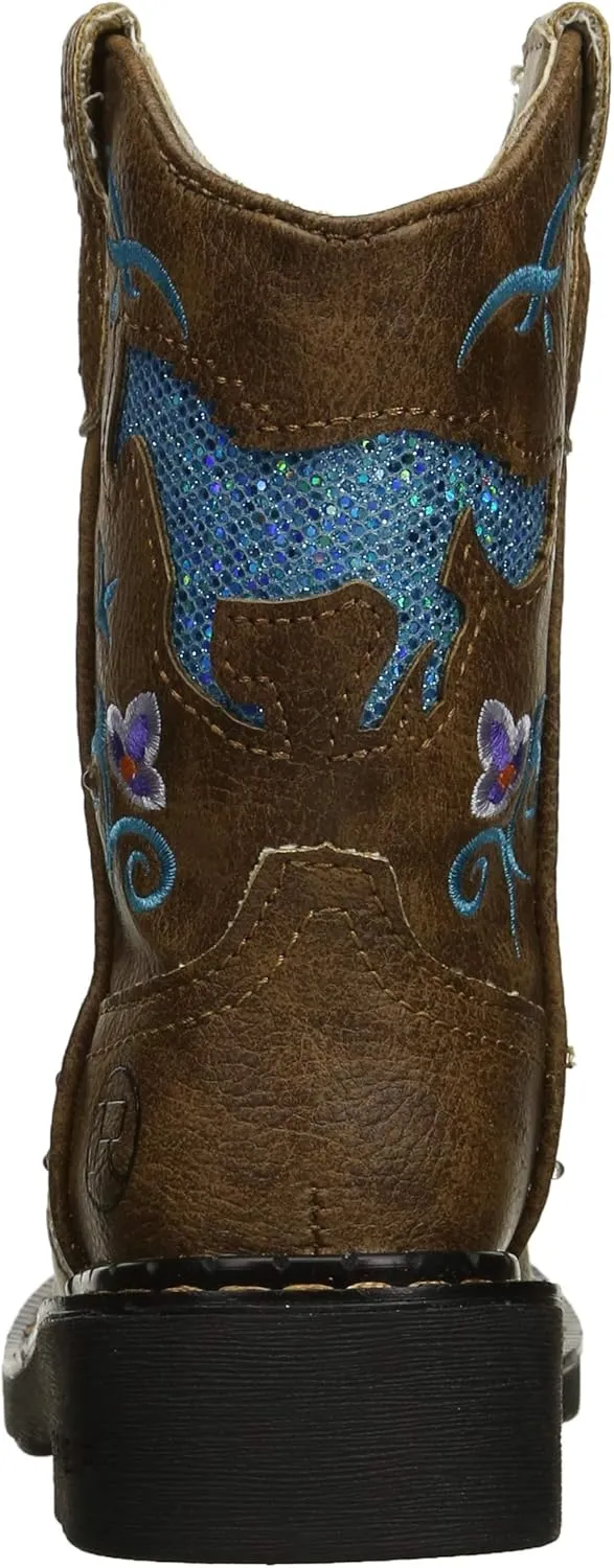 ROPER Kids Girls Glitter Horse Round Toe Casual Boots Mid Calf - Brown