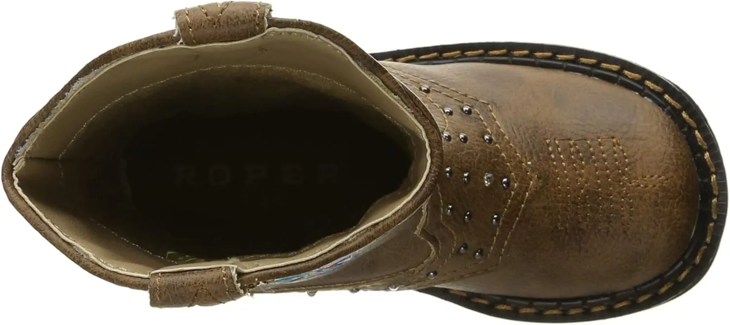 ROPER Kids Girls Glitter Horse Round Toe Casual Boots Mid Calf - Brown