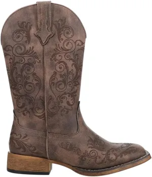ROPER Womens Bailey Laser Square Toe Casual Boots Mid Calf Low Heel 1-2" - Brown