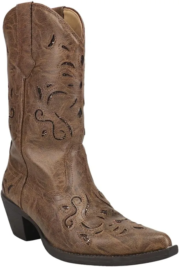 ROPER Womens Chloe Snip Toe Casual Boots Mid Calf Mid Heel 2-3" - Brown
