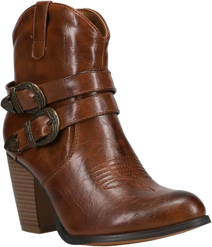 ROPER Womens Maybelle Round Toe Casual Boots Ankle Low Heel 1-2" - Brown