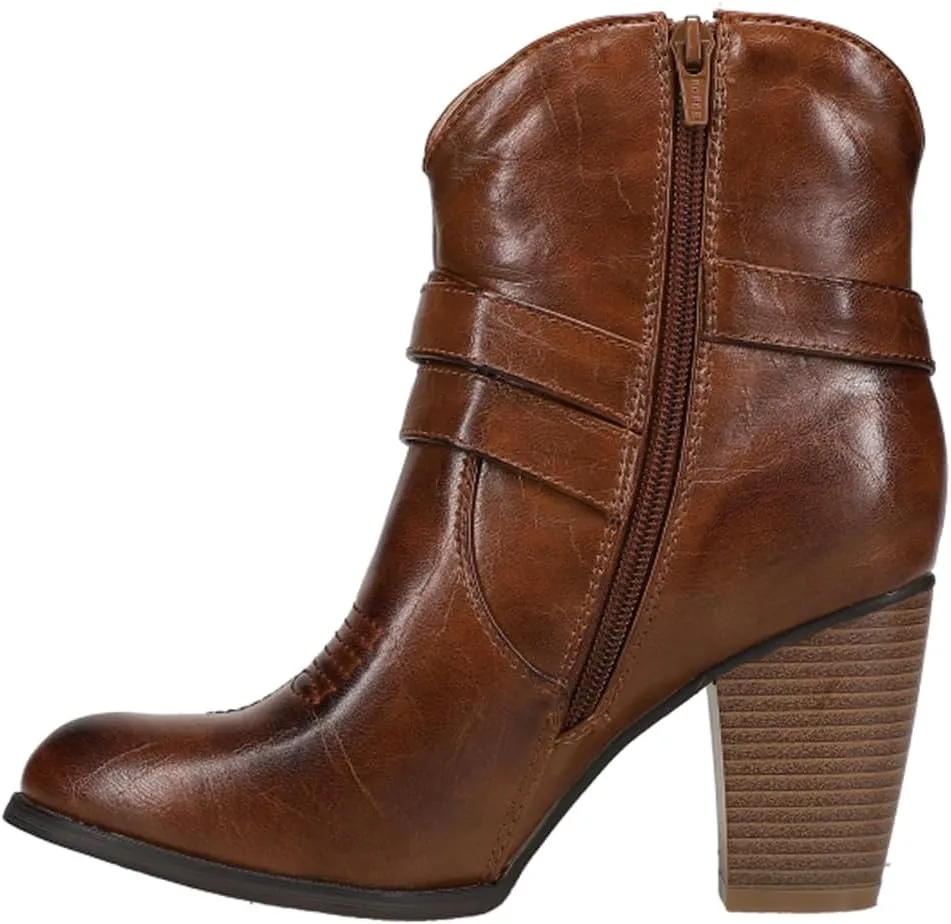 ROPER Womens Maybelle Round Toe Casual Boots Ankle Low Heel 1-2" - Brown