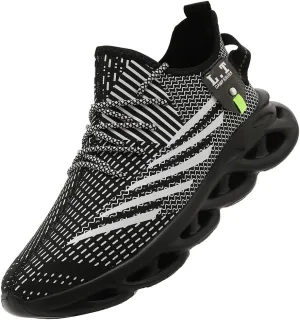 Running Shoes for Mens Training Warm Tennis Gym Athletic Sneakers Fashion Outdoor Walking Shoes Flexible Comfortable Shoes Black Size 9.5