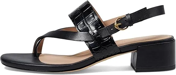 Sandal Anica Secure shipping Slingback Cole Open Toe Leather Heeled Block Limited-stock sale Haan Black Squared Lux