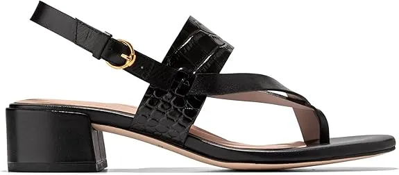 Sandal Anica Secure shipping Slingback Cole Open Toe Leather Heeled Block Limited-stock sale Haan Black Squared Lux
