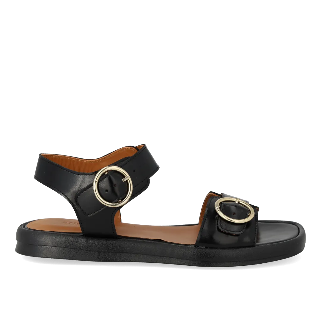 Sandal with gold buckle